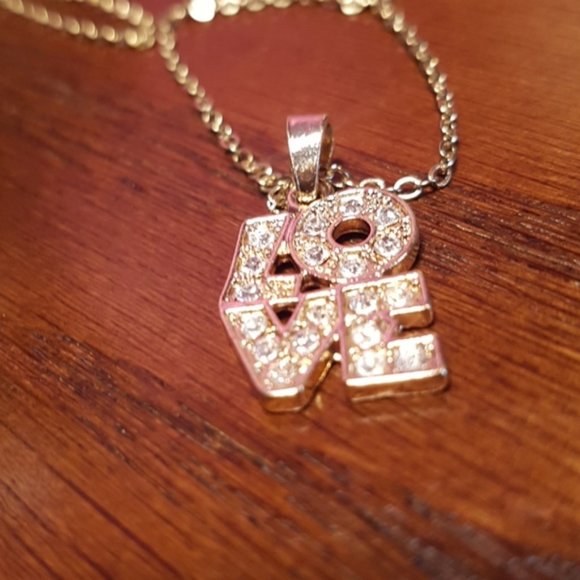 Rhinestone Love Necklace - Picture 3 of 3